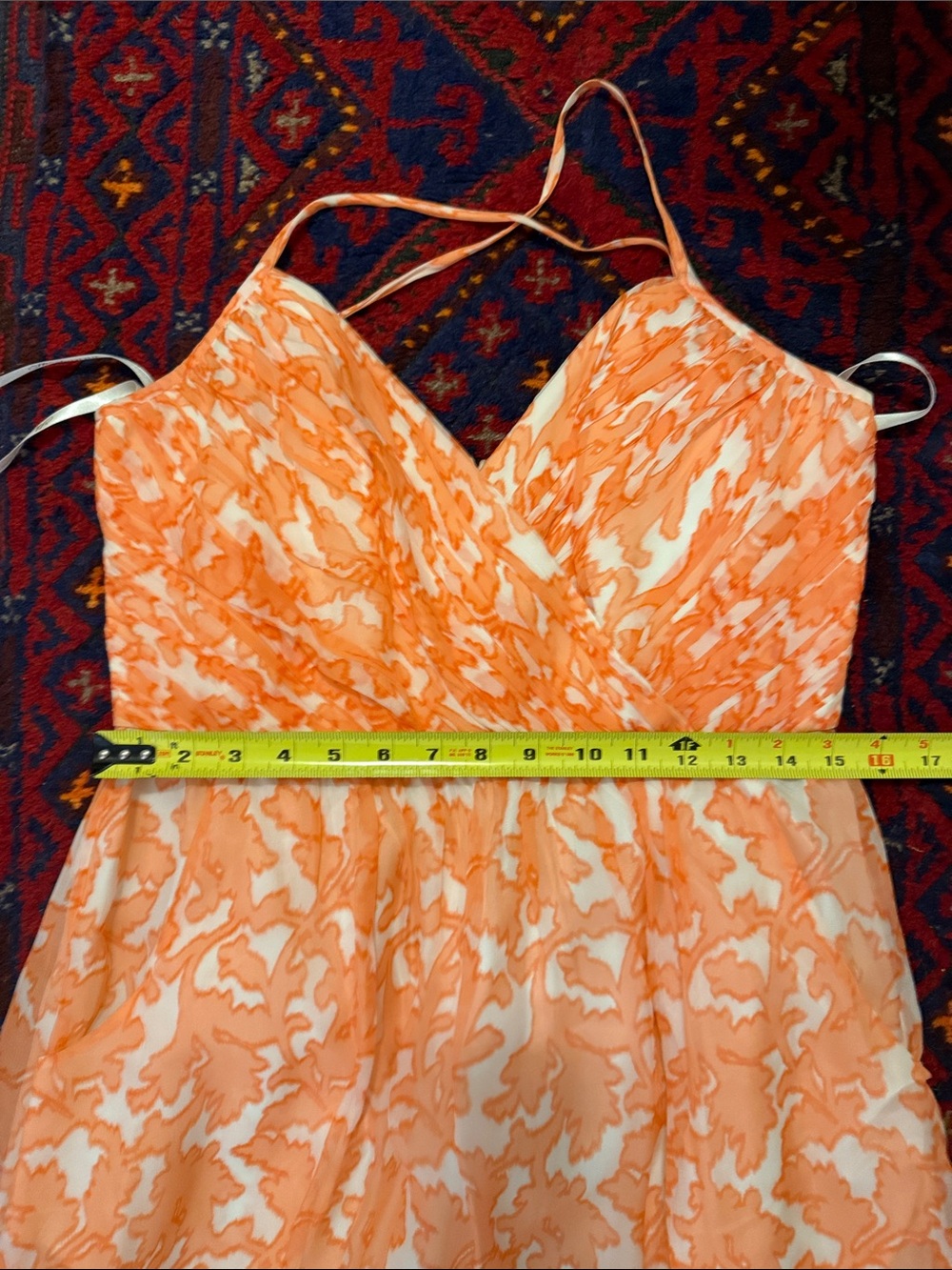 Shoshanna Orange and White Floral Print Maxi Dress size 10 halter nwt v neck - Picture 9 of 10